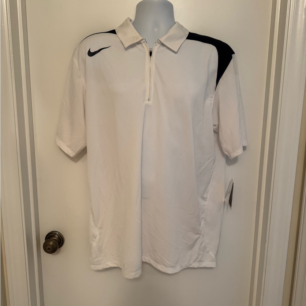 Nike Men's White and Black Dri-Fit Polo Shirt